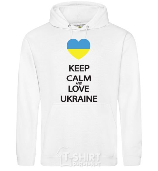 Men`s hoodie Keep calm and love Ukraine White фото