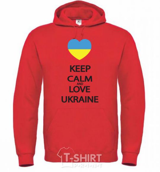Men`s hoodie Keep calm and love Ukraine bright-red фото