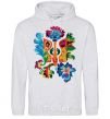 Men`s hoodie Emblem flowers sport-grey фото