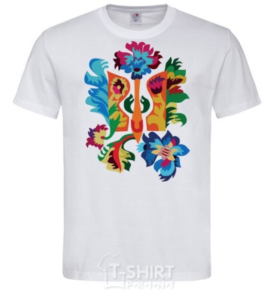 Men's T-Shirt Emblem flowers White фото