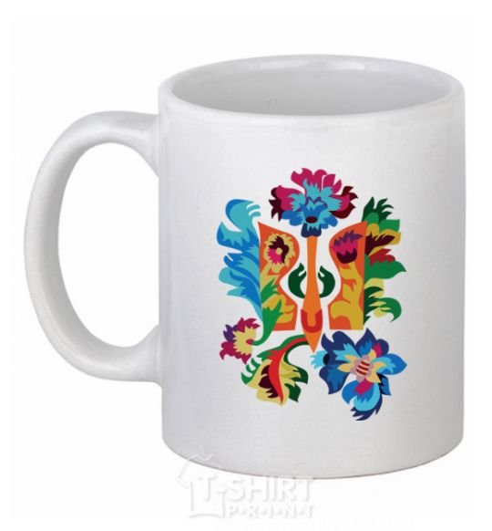 Ceramic mug Emblem flowers White фото