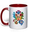 Mug with a colored handle Emblem flowers red фото