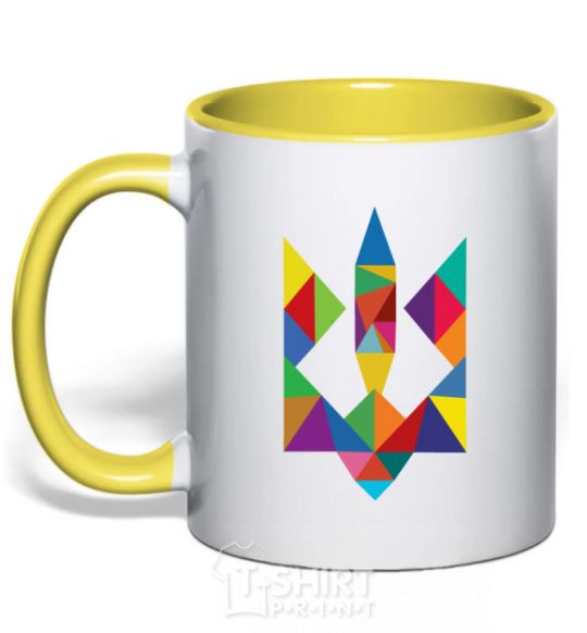 Mug with a colored handle Гcoat of arms - mosaic yellow фото