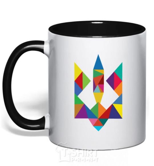 Mug with a colored handle Гcoat of arms - mosaic black фото