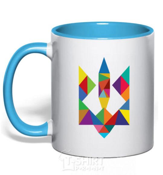 Mug with a colored handle Гcoat of arms - mosaic sky-blue фото