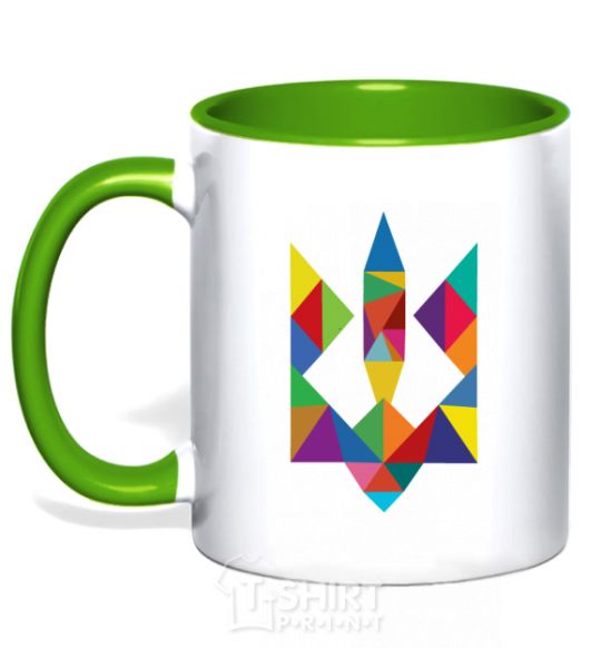 Mug with a colored handle Гcoat of arms - mosaic kelly-green фото