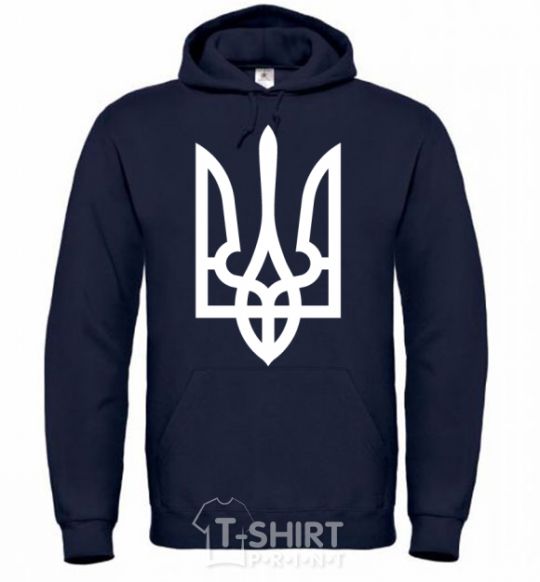 Men`s hoodie White coat of arms navy-blue фото