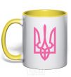 Mug with a colored handle Coat of Arms pink yellow фото