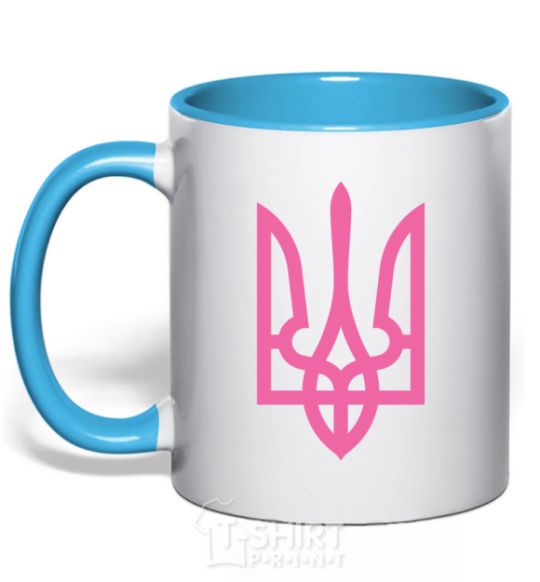 Mug with a colored handle Coat of Arms pink sky-blue фото