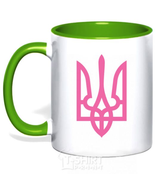 Mug with a colored handle Coat of Arms pink kelly-green фото