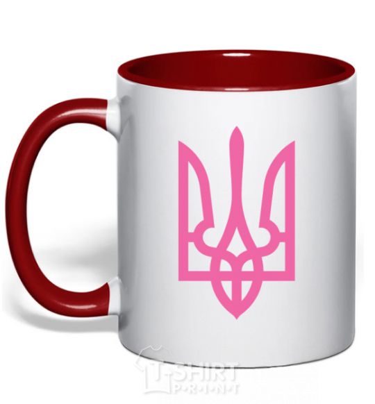 Mug with a colored handle Coat of Arms pink red фото