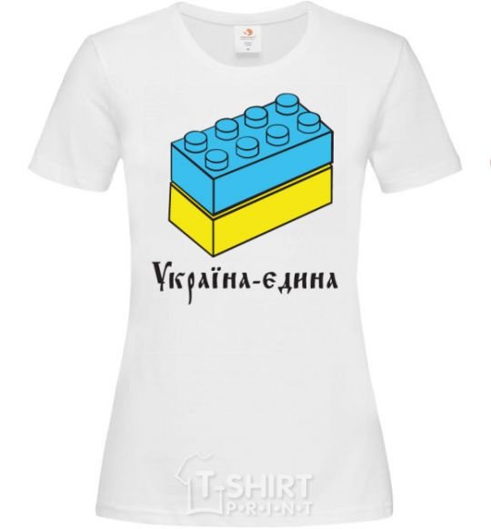 Women's T-shirt UNITED UKRAINE - Lego bricks White фото