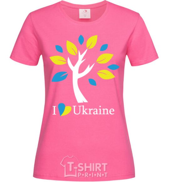 Женская футболка Україна - дерево Ярко-розовый фото