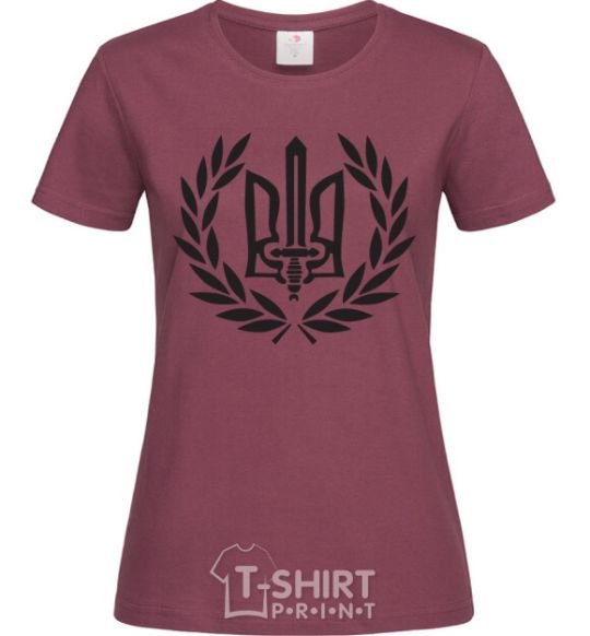 Women's T-shirt Ukraine trident-sword burgundy фото