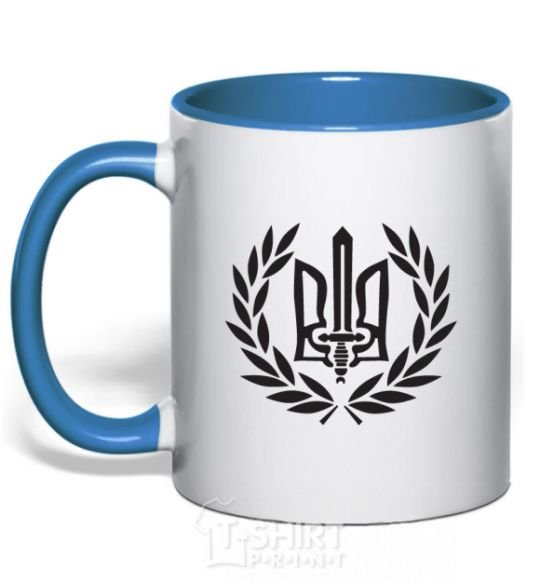 Чашка с цветной ручкой Україна тризуб-меч Ярко-синий фото