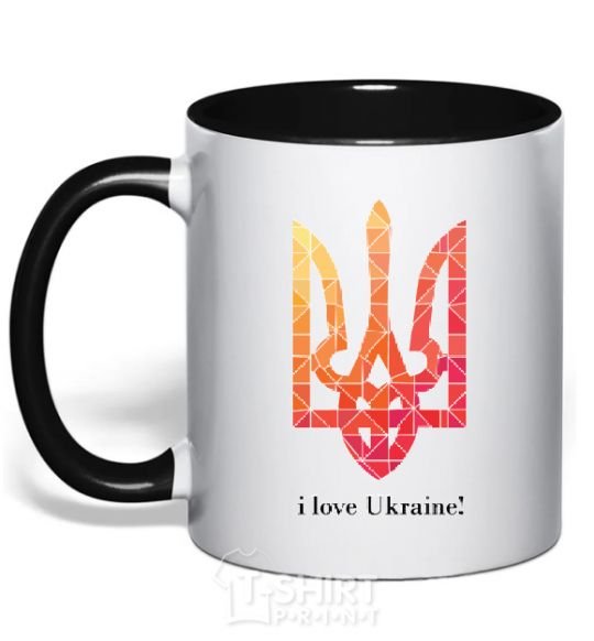 Mug with a colored handle I love Ukraine V.1 black фото