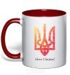 Mug with a colored handle I love Ukraine V.1 red фото