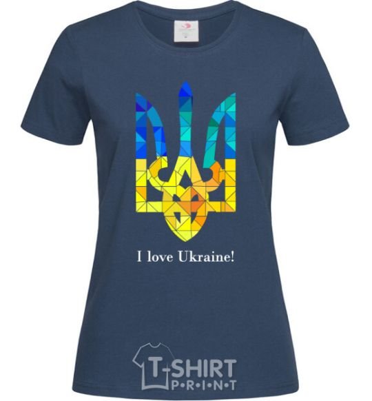 Women's T-shirt I love Ukraine navy-blue фото