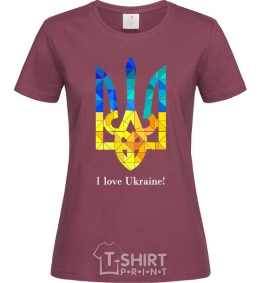 Women's T-shirt I love Ukraine burgundy фото