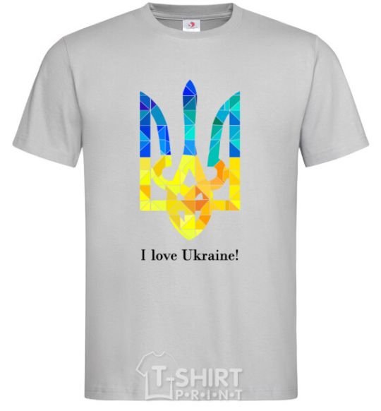 Мужская футболка Я люблю Україну Серый фото