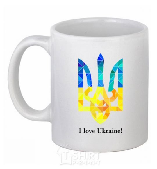 Ceramic mug I love Ukraine White фото