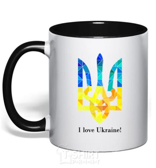 Mug with a colored handle I love Ukraine black фото