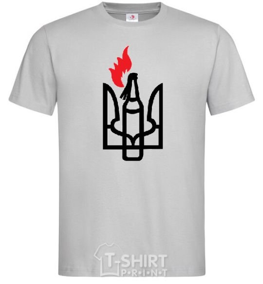 Men's T-Shirt The emblem Molotov cocktail grey фото