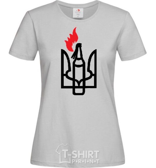 Women's T-shirt The emblem Molotov cocktail grey фото