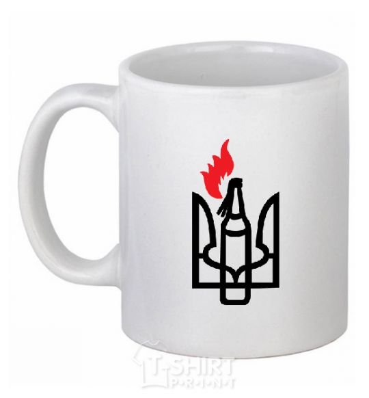 Ceramic mug The emblem Molotov cocktail White фото