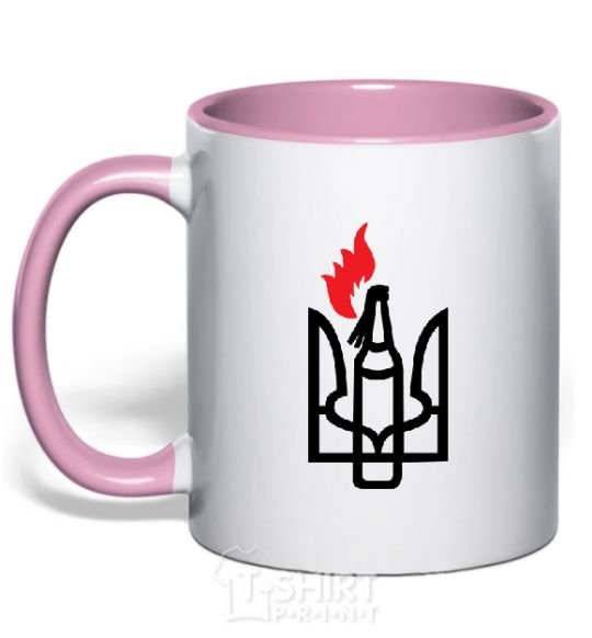 Чашка с цветной ручкой Герб - коктейль Молотова Нежно розовый фото