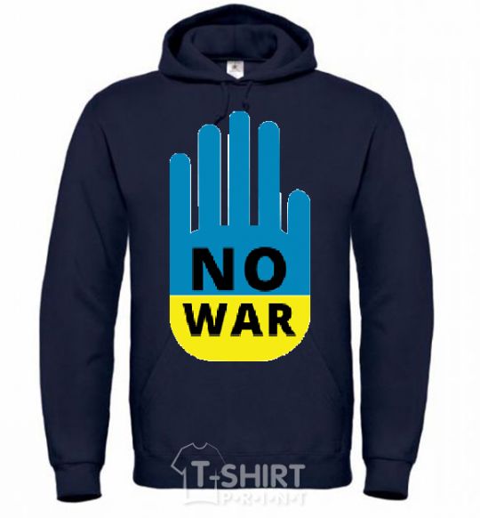 Men`s hoodie NO WAR navy-blue фото