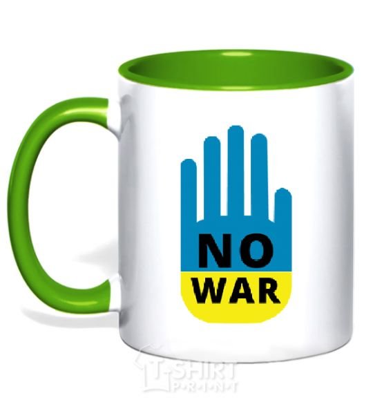 Mug with a colored handle NO WAR kelly-green фото