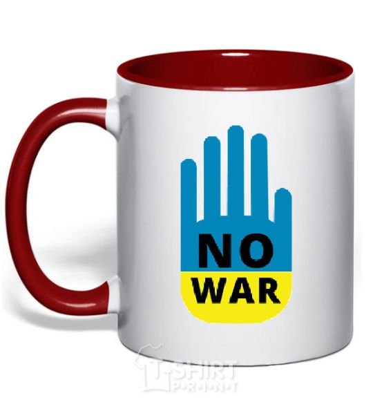 Mug with a colored handle NO WAR red фото