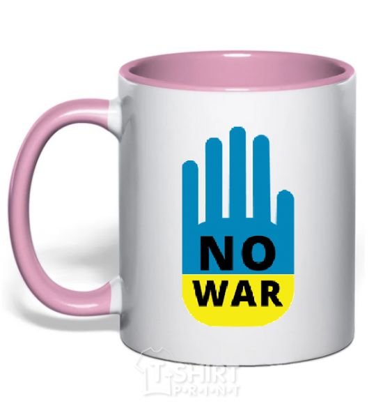 Mug with a colored handle NO WAR light-pink фото