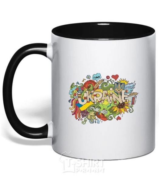 Mug with a colored handle Ukraine black фото