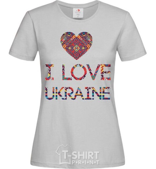 Женская футболка Вишиванка - I love Ukraine Серый фото