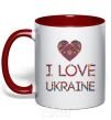 Mug with a colored handle Вишиванка - I love Ukraine red фото