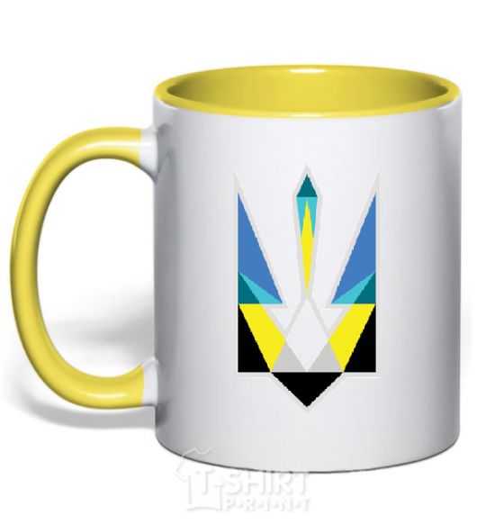 Mug with a colored handle Coat of arms - a geometric figure yellow фото