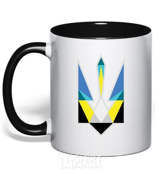 Mug with a colored handle Coat of arms - a geometric figure black фото
