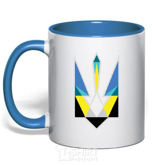 Чашка с цветной ручкой Герб - геометрична фігура Ярко-синий фото