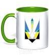 Mug with a colored handle Coat of arms - a geometric figure kelly-green фото