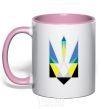 Mug with a colored handle Coat of arms - a geometric figure light-pink фото