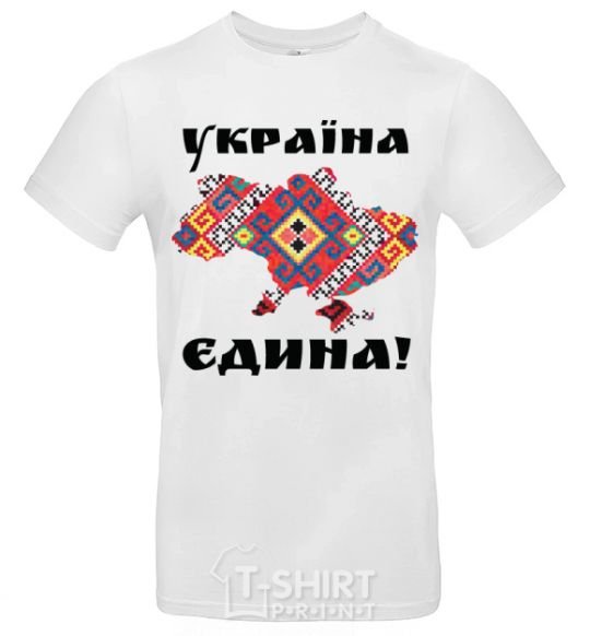 Men's T-Shirt UKRAINE IS UNITED - embroidery! White фото