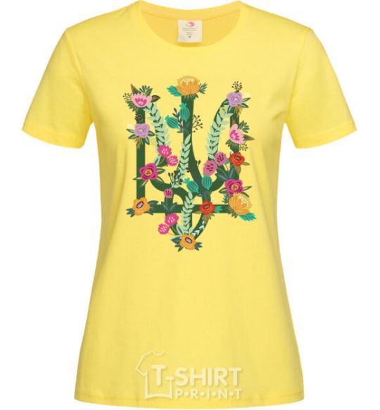 Women's T-shirt Coat of arms with flowers cornsilk фото