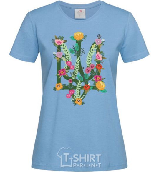 Women's T-shirt Coat of arms with flowers sky-blue фото