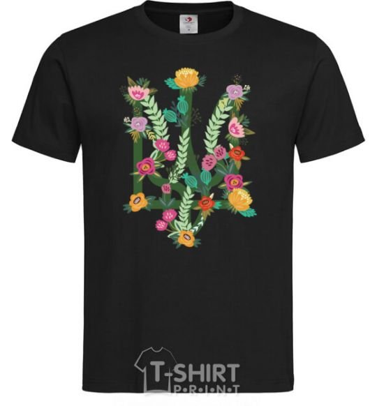 Men's T-Shirt Coat of arms with flowers black фото