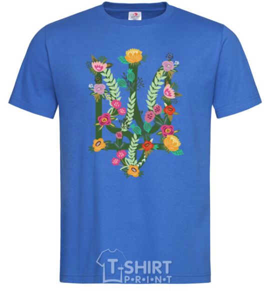 Men's T-Shirt Coat of arms with flowers royal-blue фото