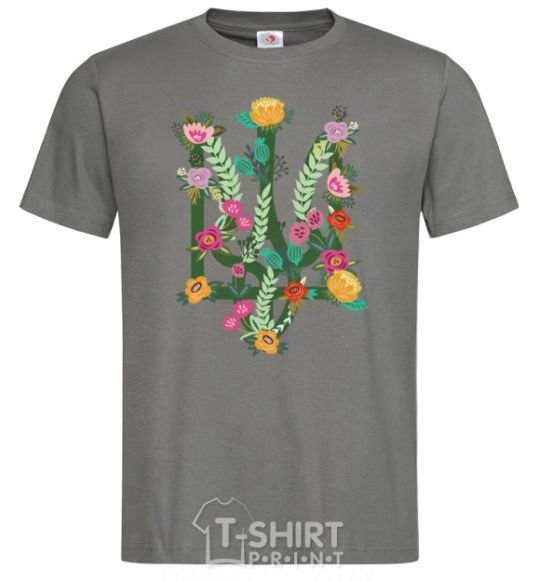 Men's T-Shirt Coat of arms with flowers dark-grey фото