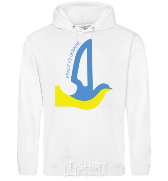 Men`s hoodie Peace to Ukraine - a dove of peace White фото