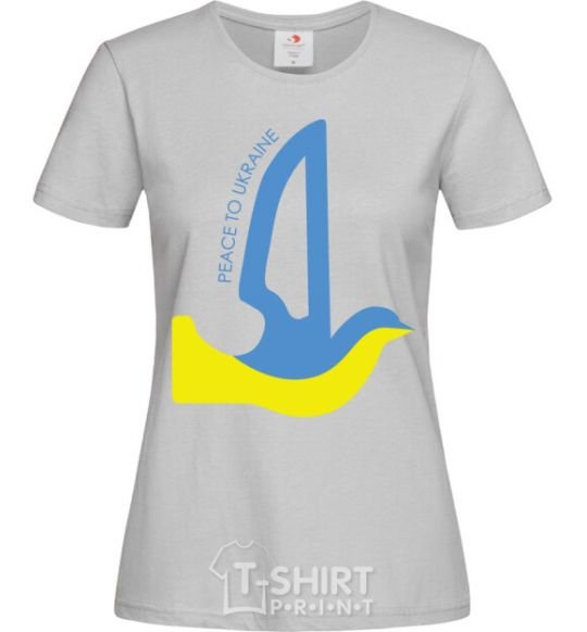 Women's T-shirt Peace to Ukraine - a dove of peace grey фото